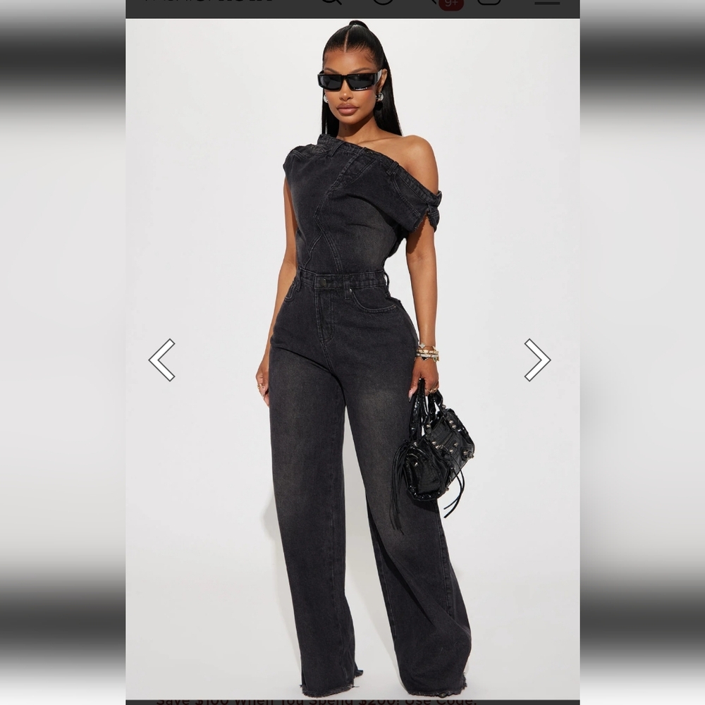 Fashion Nova black Dakota Denim jumpsuit